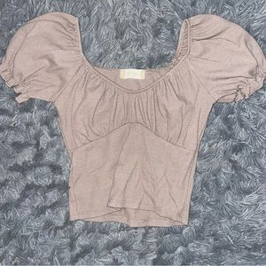 Altar’d State Brown Puff Sleeve Crop Top